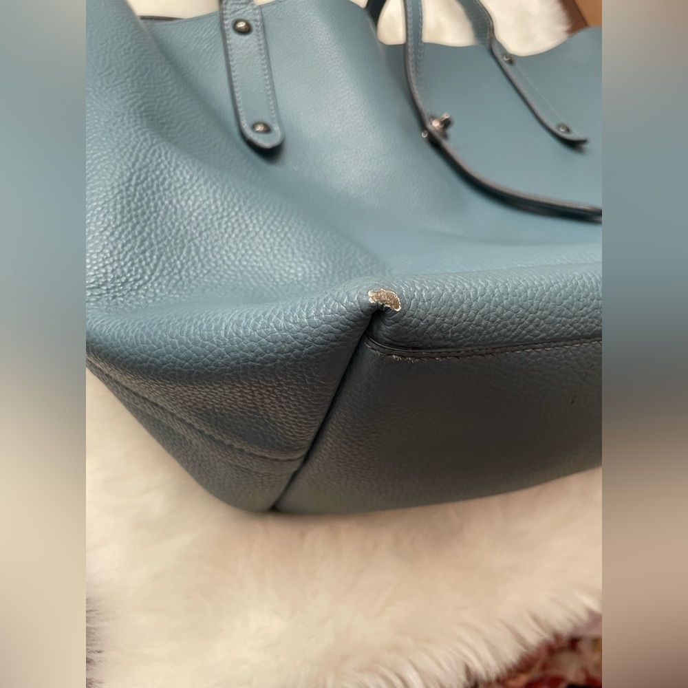 Coach Teal Leather Tote Bag - Picture 4 of 12